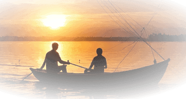 Sunset boat on the water